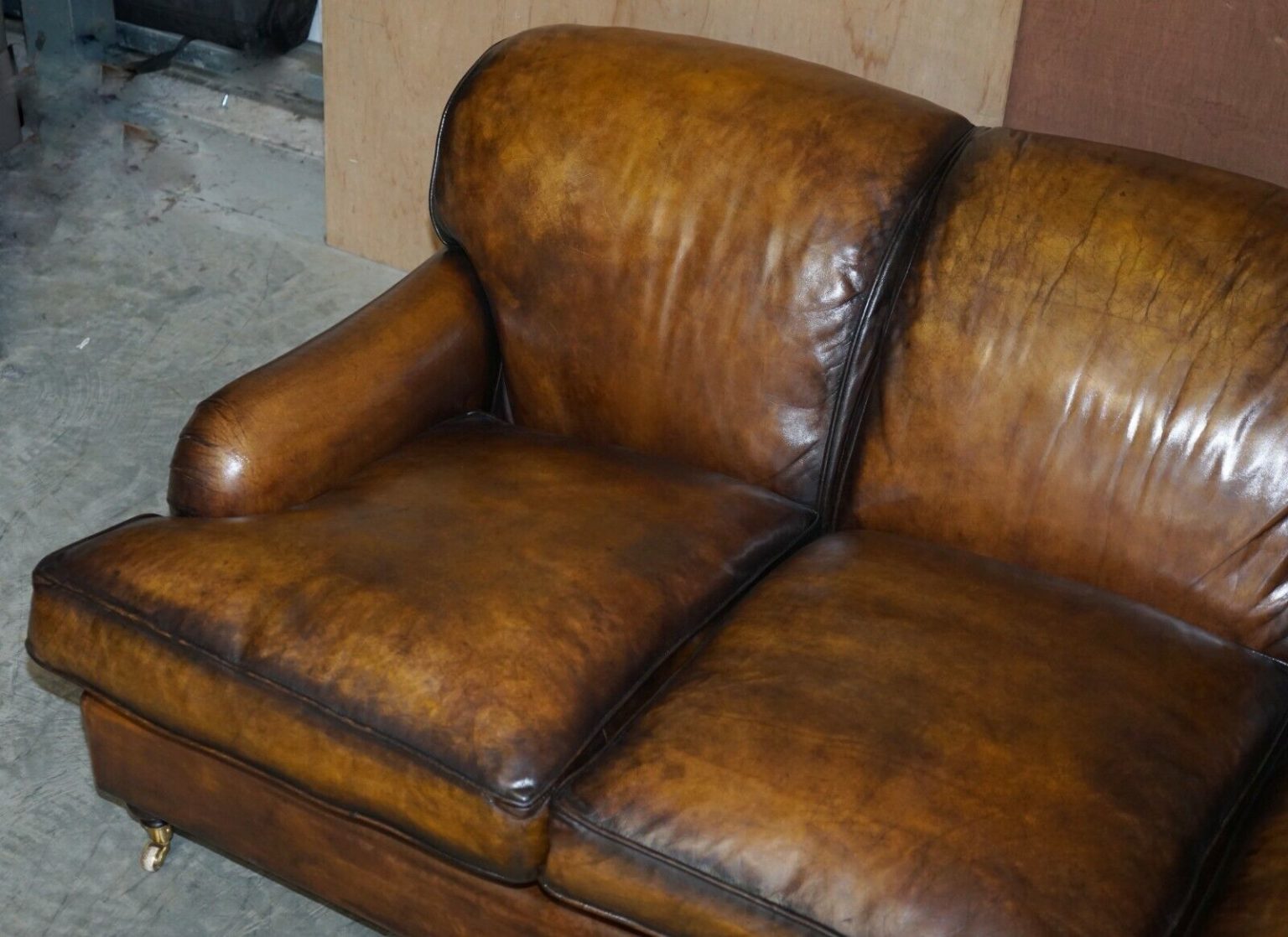 Stunning Vintage Fully Restored Hand Dyed Brown Leather Howards Son