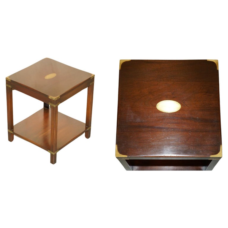 LUXURY HARRODS LONDON KENNEDY MILITARY CAMPAIGN HIGH SIDE END TABLE MAHOGANY