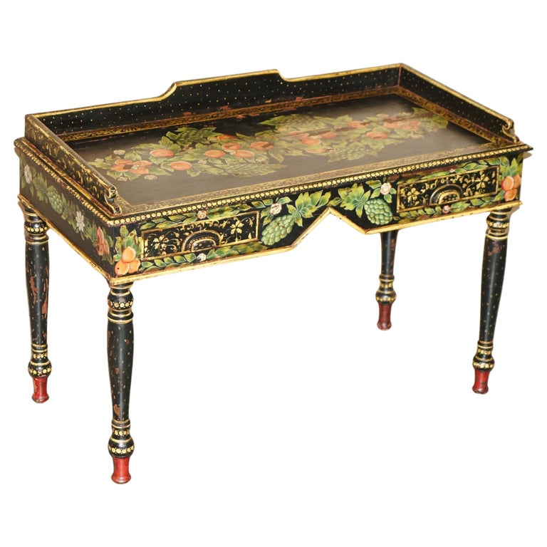 STUNNING ANTIQUE SWEDISH PAINTED WRITING DRESSING TABLE DESK WITH TWIN DRAWERS