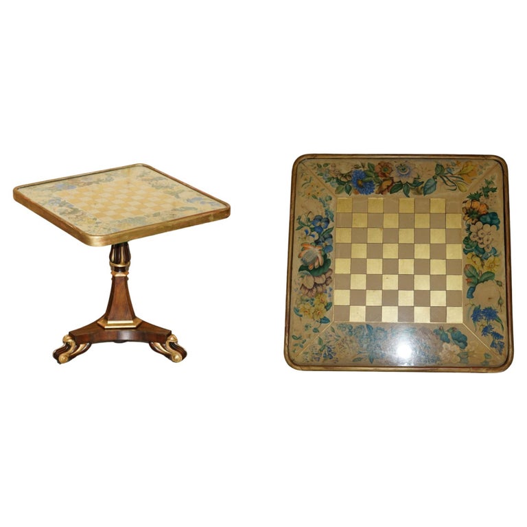ANTIQUE REGENCY CIRCA 1810-1820 GILT BRASS & ROSEWOOD CHESSBOARD CHESS TABLE