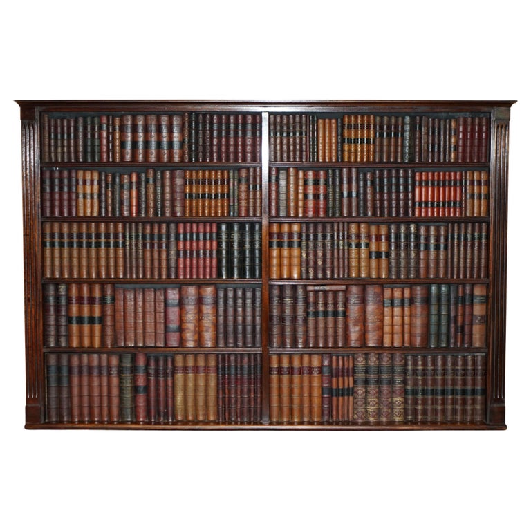 2 OF 3 FULLY RESTORED  RARE EXTRA LARGE 127X190CM FAUX BOOK LIBRARY WALL PANELS