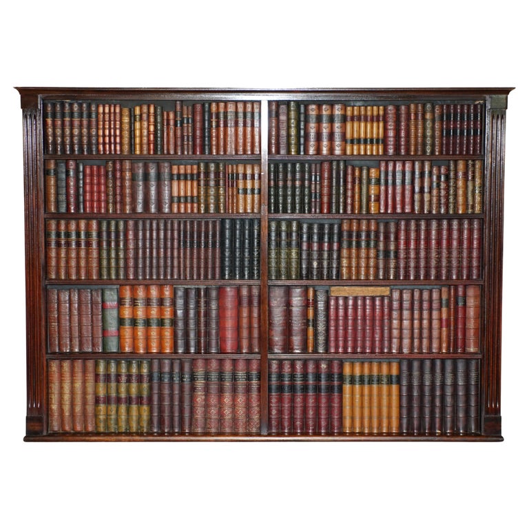 3 OF 3 FULLY RESTORED  RARE EXTRA LARGE 127X190CM FAUX BOOK LIBRARY WALL PANELS