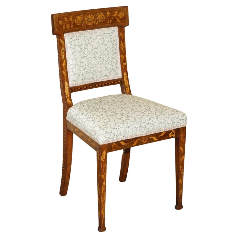 ABSOLUTELY EXQUISITE ANTIQUE CIRCA 1820 DUTCH MARQUETRY INLAID SIDE HALL CHAIR