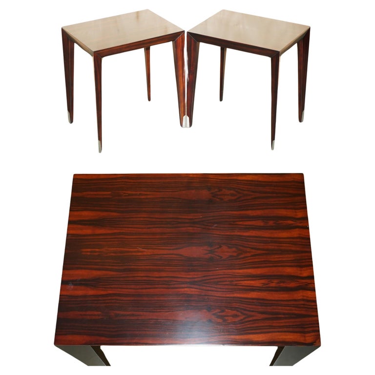 PAIR OF VINTAGE DANISH MACASSAR EBONY SIDE END TABLES ATTRIBUTED SEVERIN HANSEN