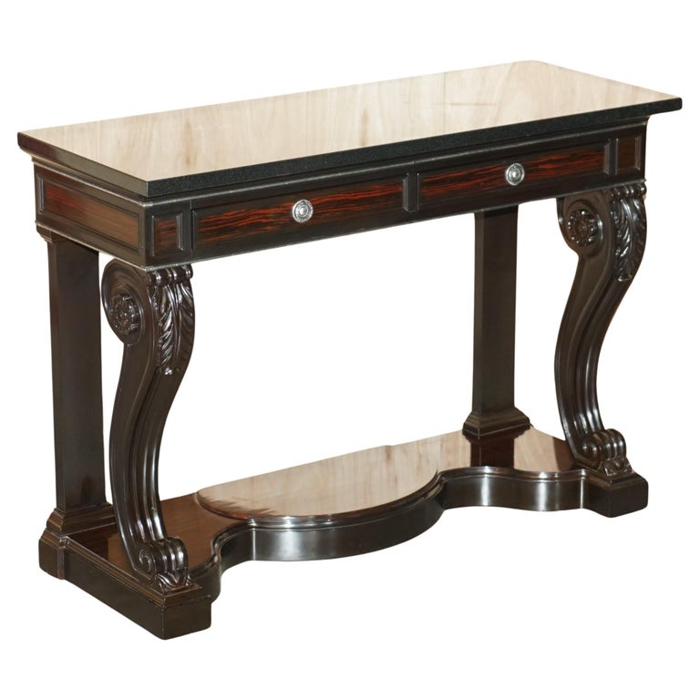 £17,000 RALPH LAUREN CLIVEDON AMERICAN MAHOGANY MACASSAR & MARBLE CONSOLE TABLE