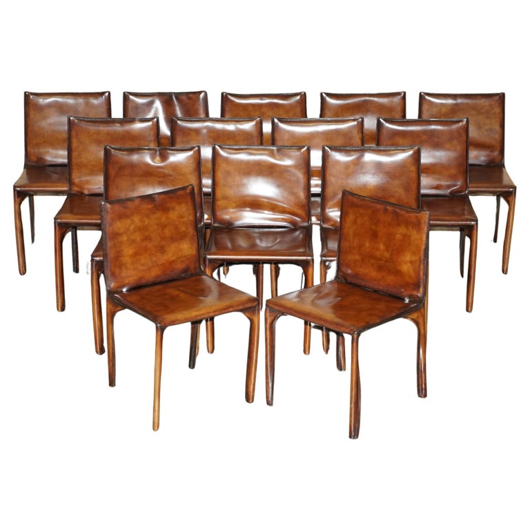 FOURTEEN RESTORED 1977 MARIO BELLINI FOR MATTEO GRASSI CAB 412 DINING CHAIRS 14