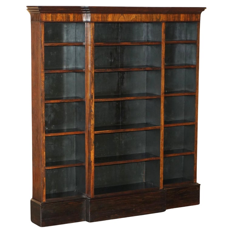 STUNNING 168CM TALL ANTIQUE VICTORIAN CIRCA 1860 ROSEWOOD OPEN LIBRARY BOOKCASE