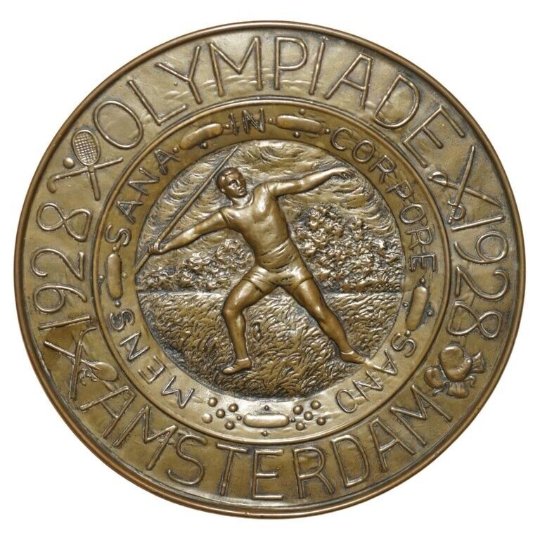 1928 AMSTERDAM OLYMPIC MEMORABILIA COLLECTABLE MEN'S JAVALIN HANGING PLAQUE