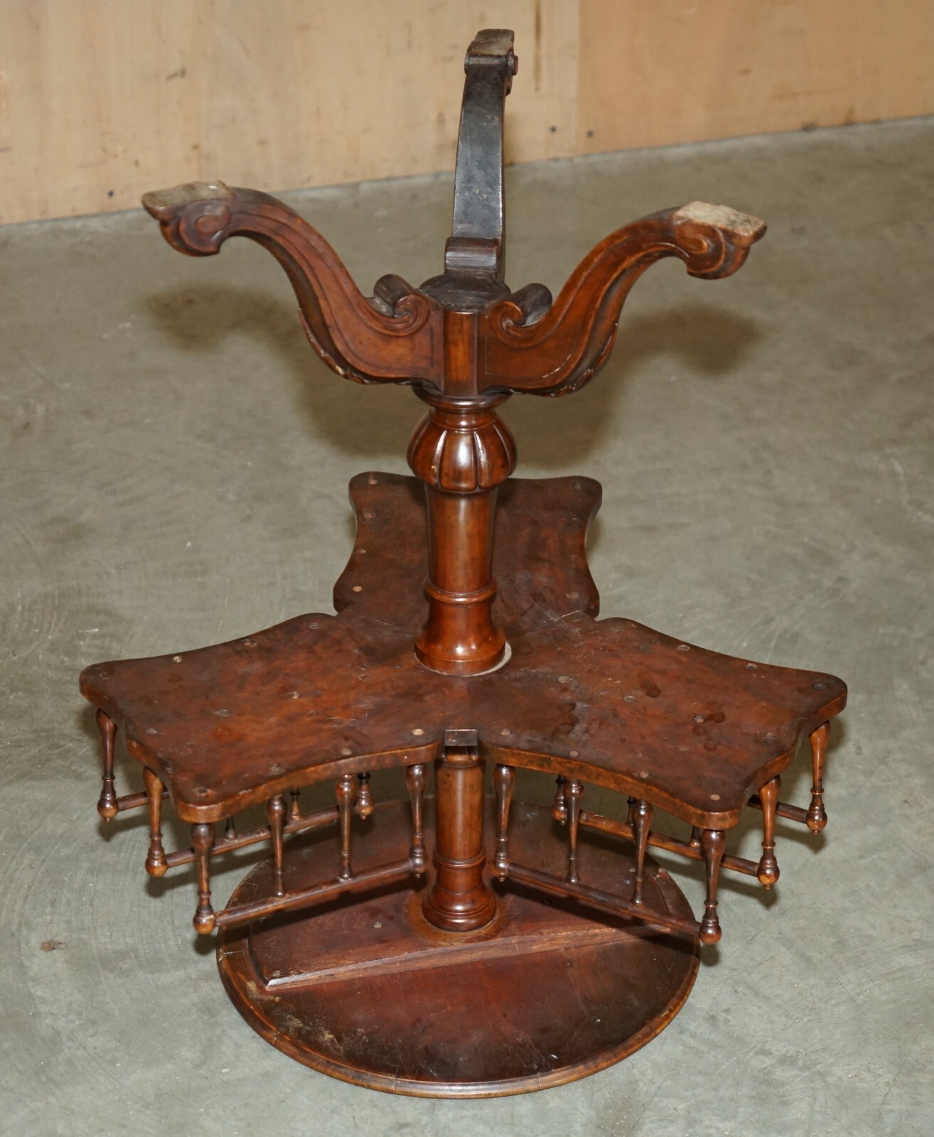 ANTIQUE-RESTORED-VICTORIAN-BURL-WALNUT-LIBRARY-REVOLVING-BOOK-TABLE-BOOKCASE-205800395830-13