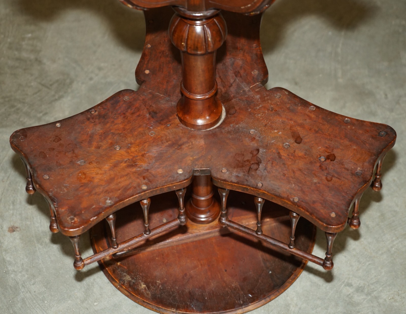 ANTIQUE-RESTORED-VICTORIAN-BURL-WALNUT-LIBRARY-REVOLVING-BOOK-TABLE-BOOKCASE-205800395830-14