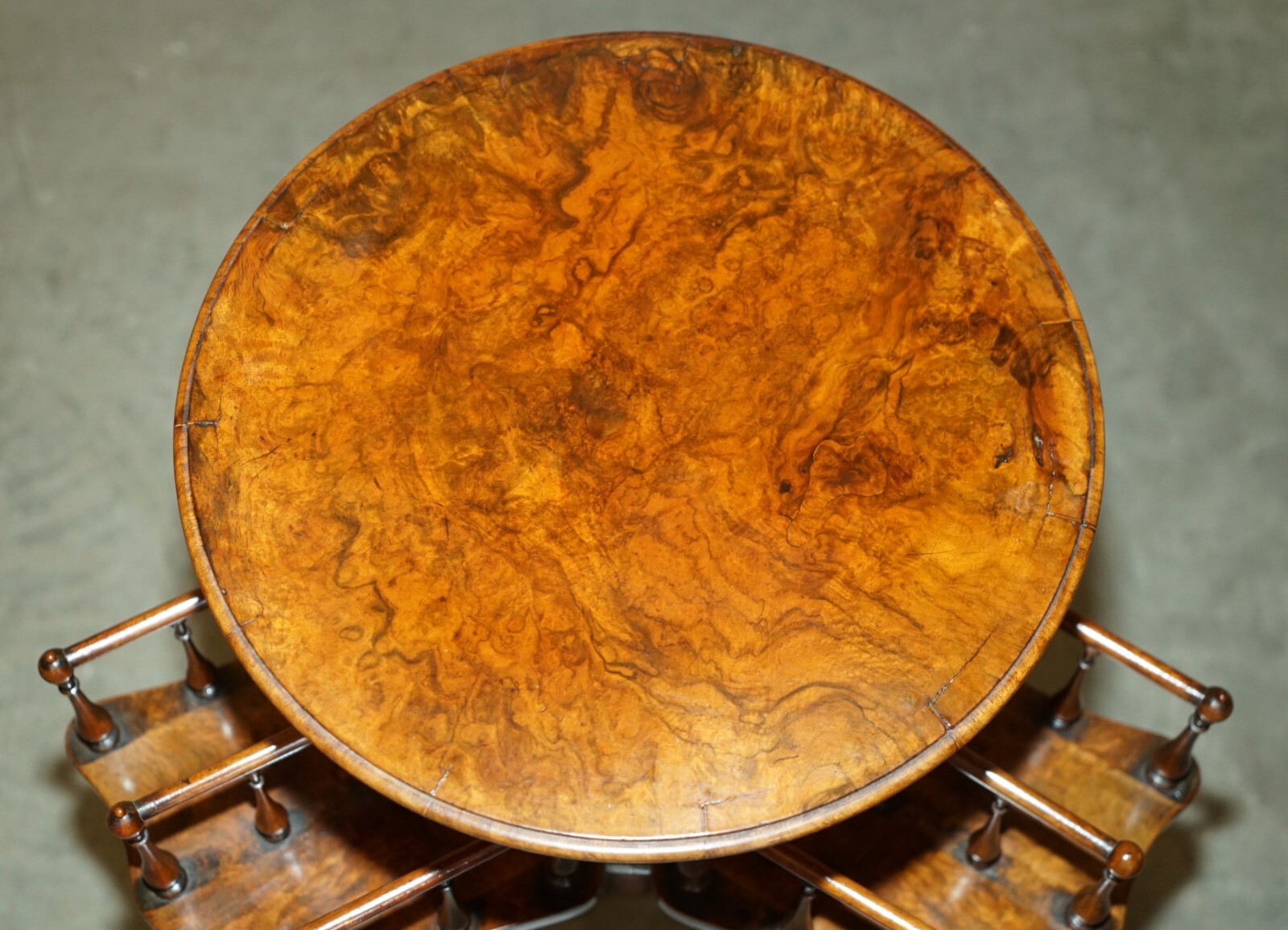 ANTIQUE-RESTORED-VICTORIAN-BURL-WALNUT-LIBRARY-REVOLVING-BOOK-TABLE-BOOKCASE-205800395830-2