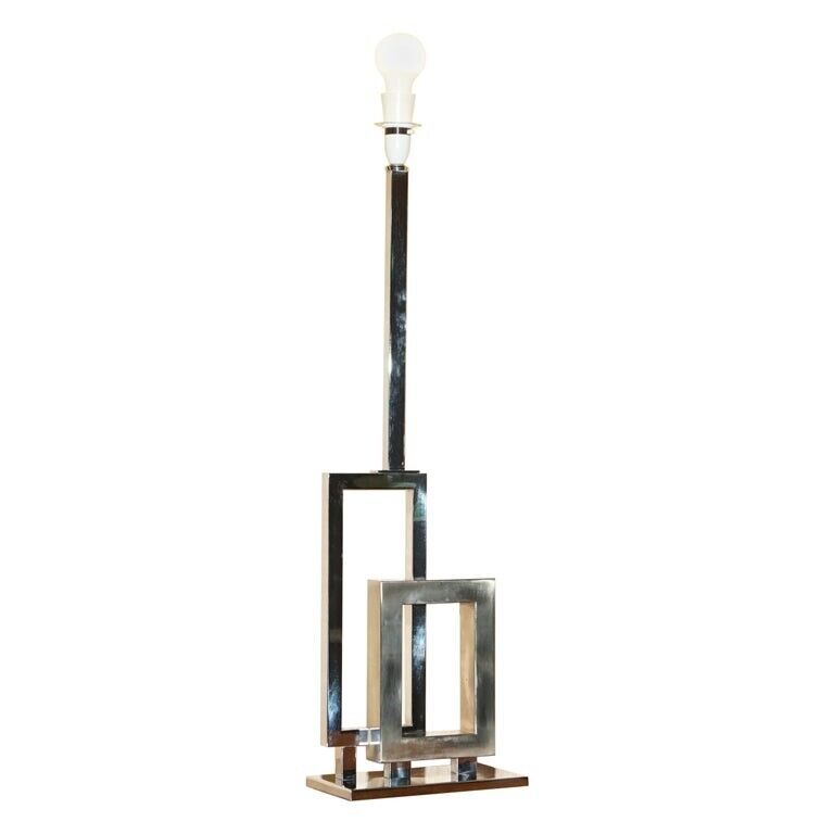 ART MODERN VINTAGE TABLE LAMP CHROME GEOMETRIC DESIGN CONTEMPORARY STYLING