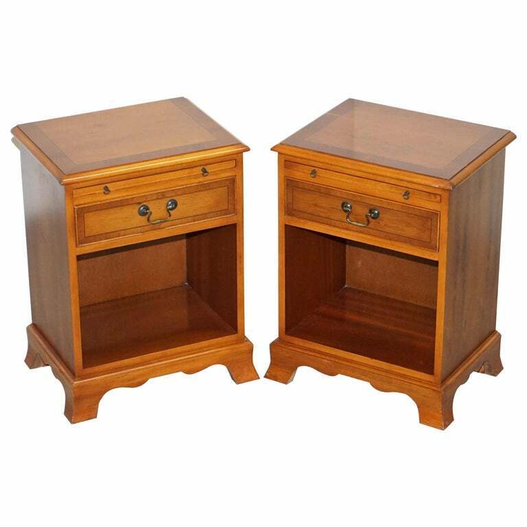 PAIR OF GRANGE PARIS HAND MADE IN FRANCE CHEERY WOOD SIDE END LAMP WINE TABLES