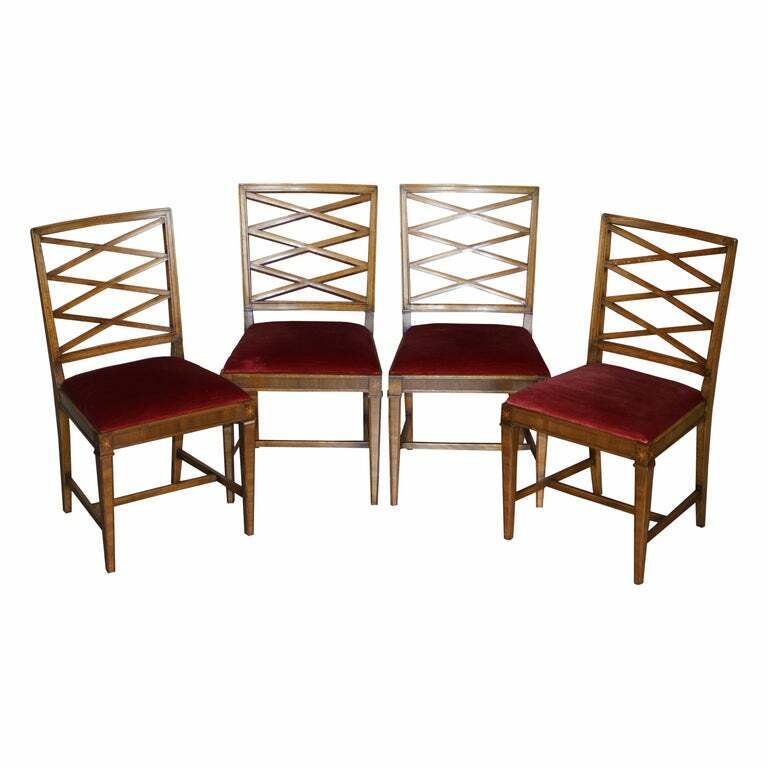 SUITE OF FOUR SWEDISH WALNUT & BEECH WOOD DINING CHAIRS MATCHING TABLE AVAILABLE
