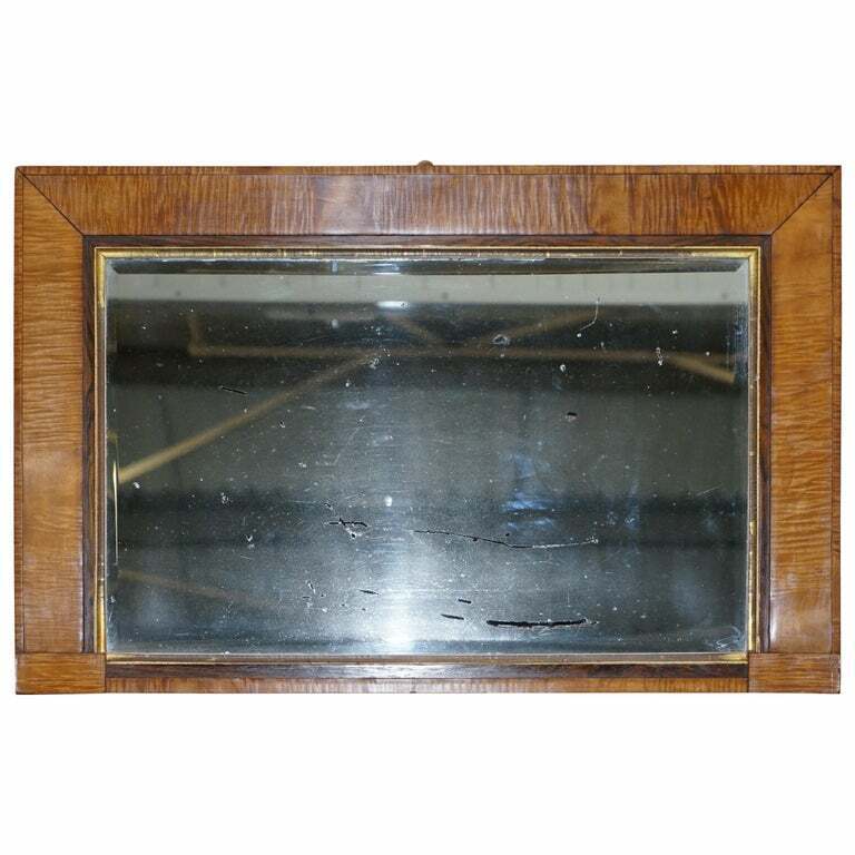 VICTORIAN MAPLE FRAMED WALL MIRROR LOVELY BEVELLED TIMBER AND DISTRESSED GLASS