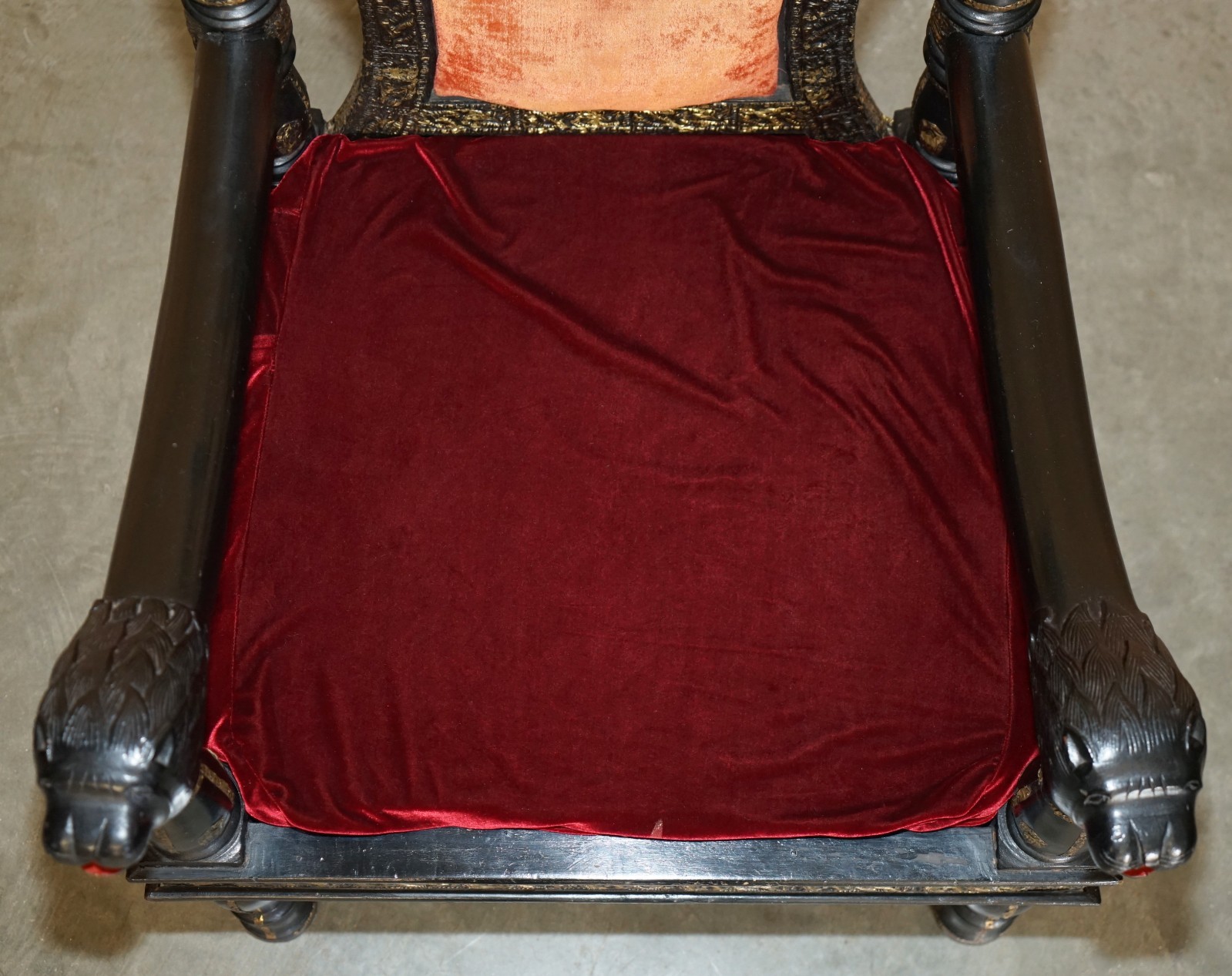 VINTAGE-REPOUSE-METAL-INDIAN-CIRCA-1950S-EBONISED-PANTHER-HEAD-ARMCHAIR-177527115890-10