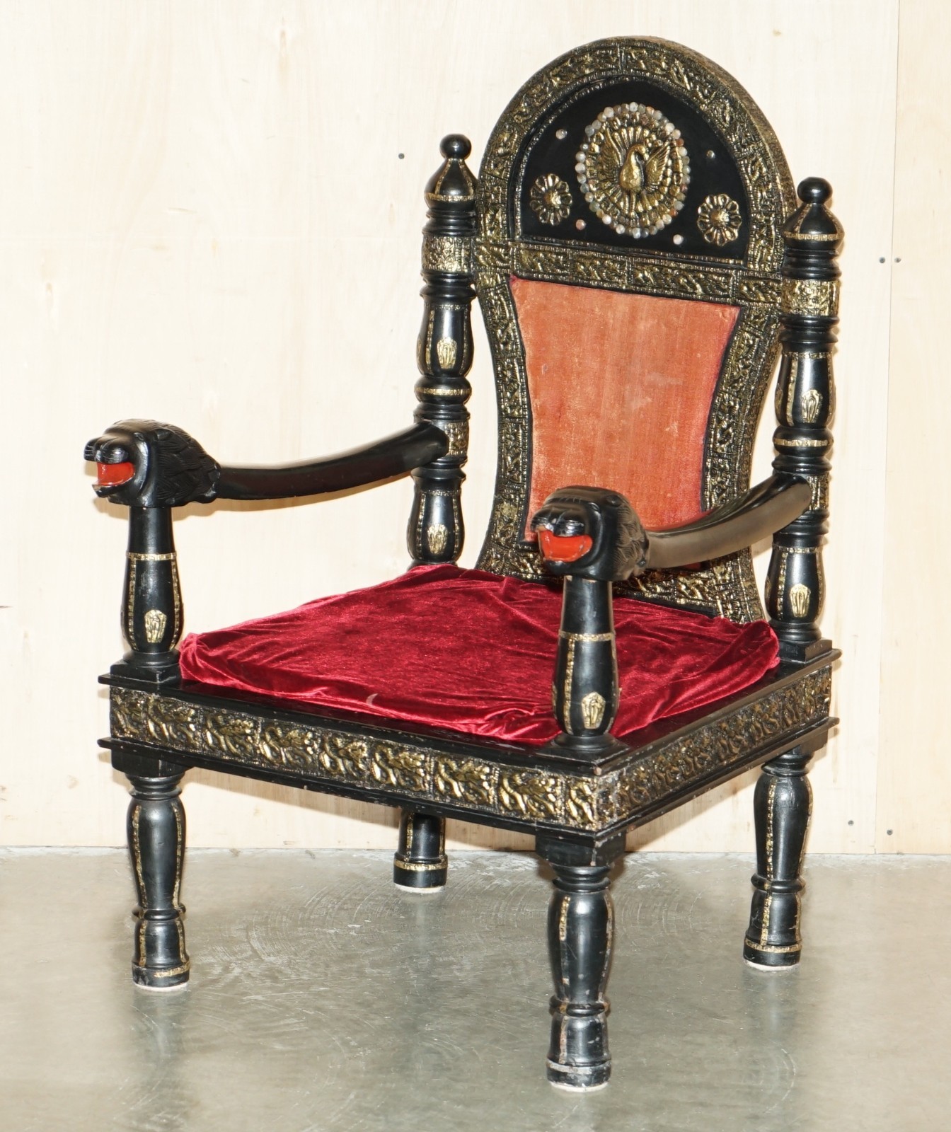 VINTAGE-REPOUSE-METAL-INDIAN-CIRCA-1950S-EBONISED-PANTHER-HEAD-ARMCHAIR-177527115890-2