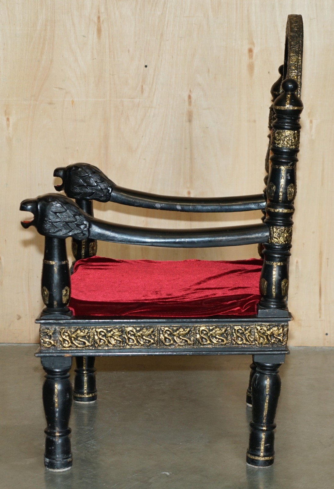 VINTAGE-REPOUSE-METAL-INDIAN-CIRCA-1950S-EBONISED-PANTHER-HEAD-ARMCHAIR-177527115890-20