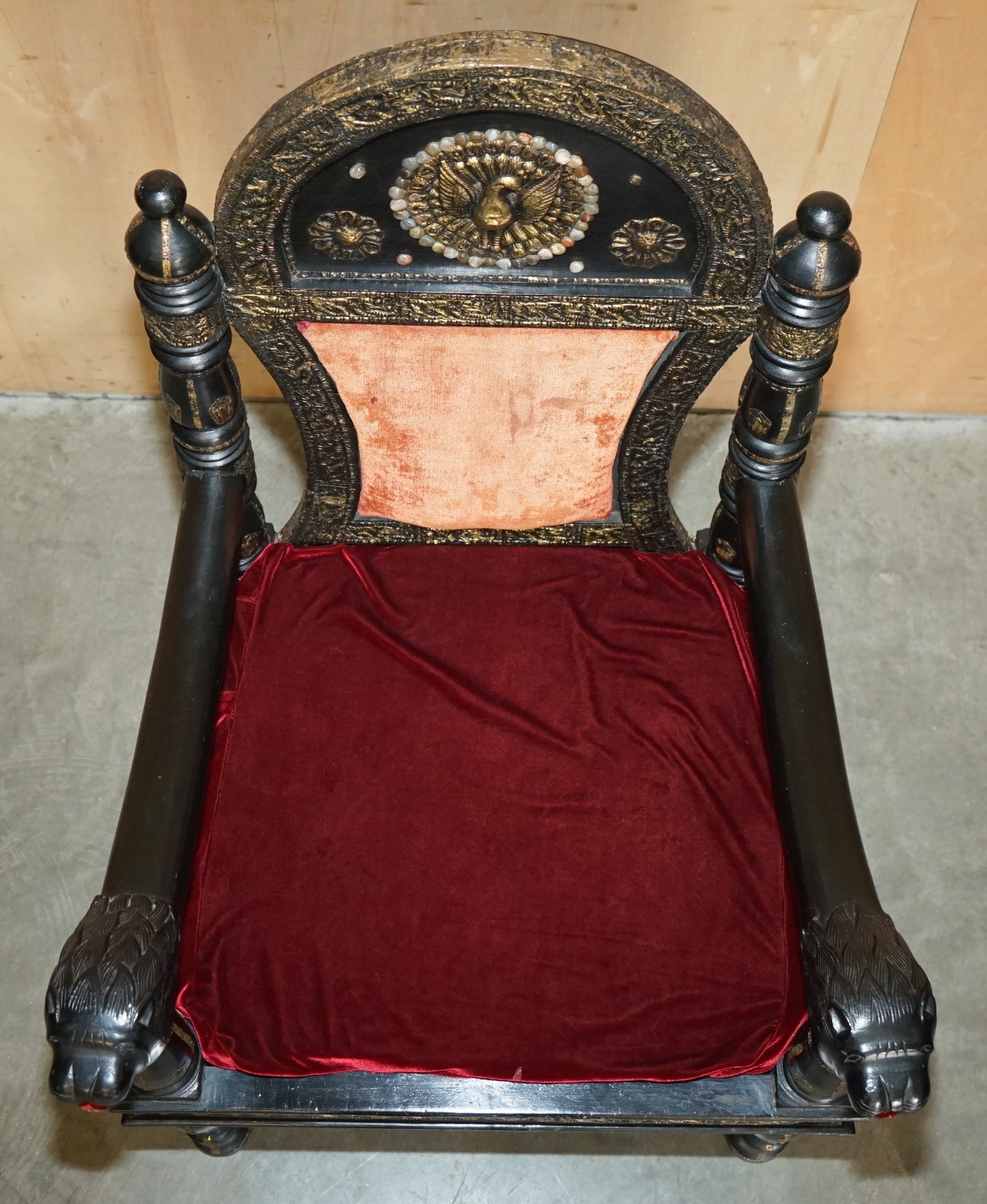 VINTAGE-REPOUSE-METAL-INDIAN-CIRCA-1950S-EBONISED-PANTHER-HEAD-ARMCHAIR-177527115890-9