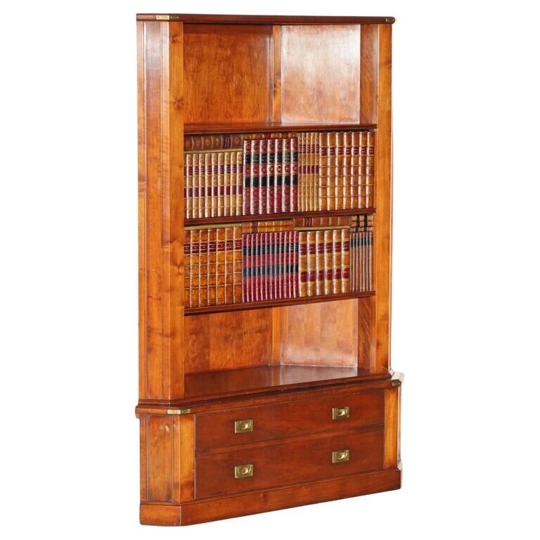 1 OF 2 HARRODS LONDON KENNEDY MAHOGANY BOOKCASE HOME BAR CABINET FAUX BOOKS