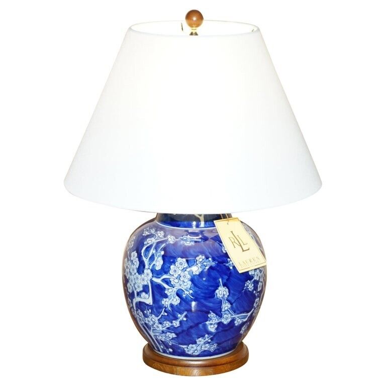 1 OF 3 BRAND NEW BOXED RALPH LAUREN COBALT BLUE & WHITE CHINESE PORCELAIN LAMPS