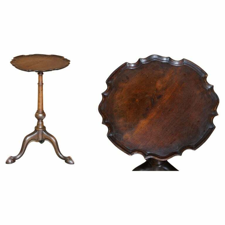 AFTER GILLOWS OF LANCASTER ANTIQUE MAHOGANY PIE CRUST CLAW & BALL END TABLE
