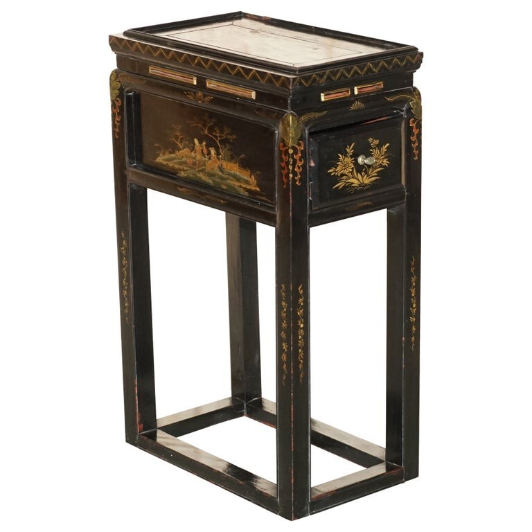 ANTIQUE-VICTORIAN-CIRCA-1880-CHINESE-CHINOISERIE-LACQUERED-SIDE-END-LAMP-TABLE-205810180441