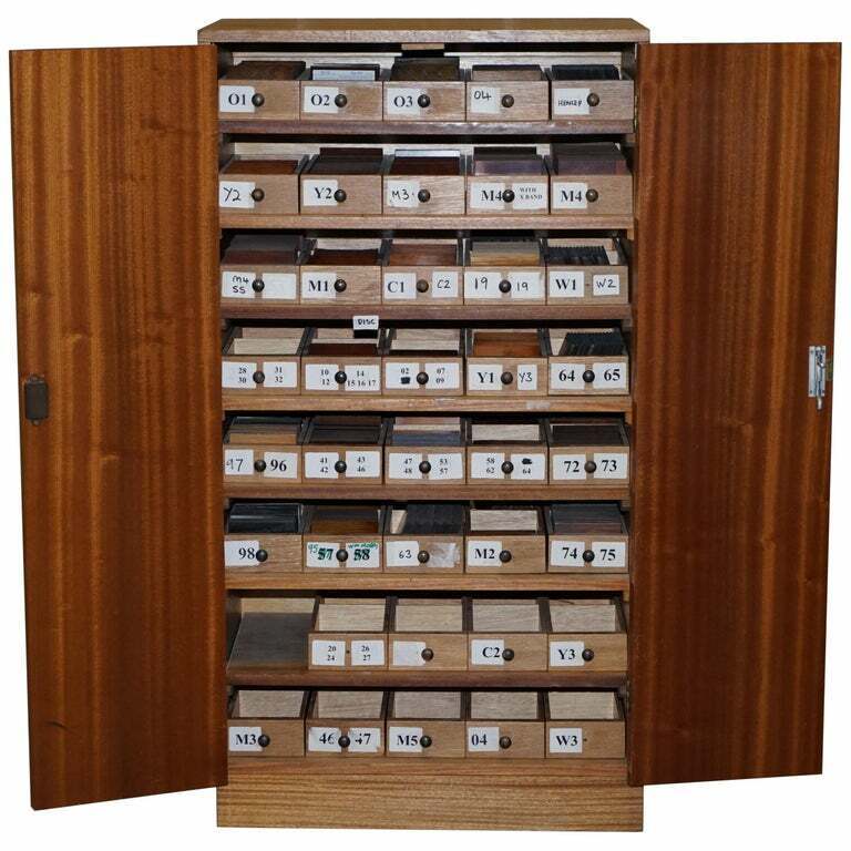 BEVAN FUNNELL WOOD SAMPLE CABINET 100'S OF TIMBER SAMPLES BURR YEW WALNUT OAK