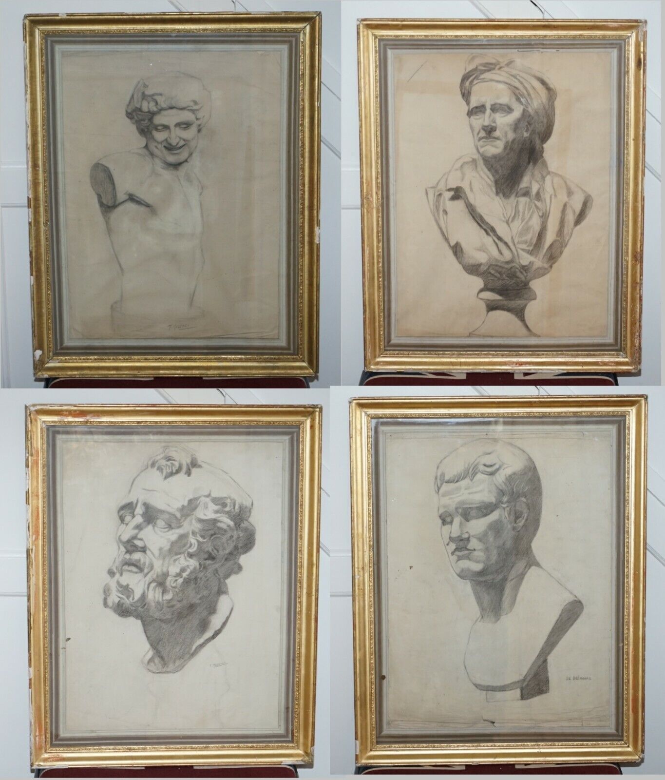 FOUR RARE ITALIAN SCHOOL 19TH CENTURY OLD MASTER SKETCHES DRAWINGS BY F MAZZOLI