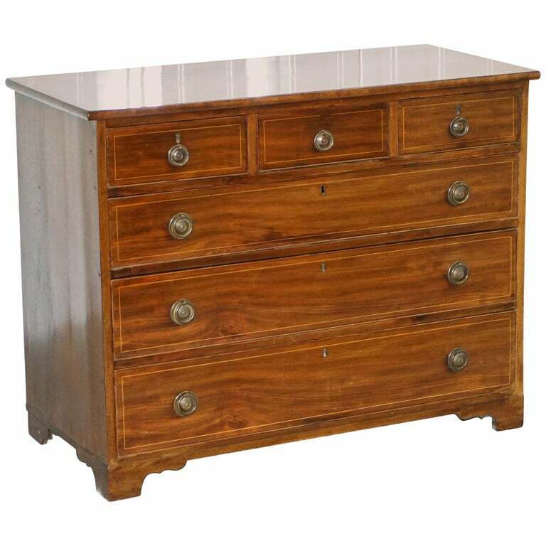LOVELY CIRCA 1800 GEORGIAN MAHOGANY CHEST OF DRAWERS THREE OVER THREE FORMATION