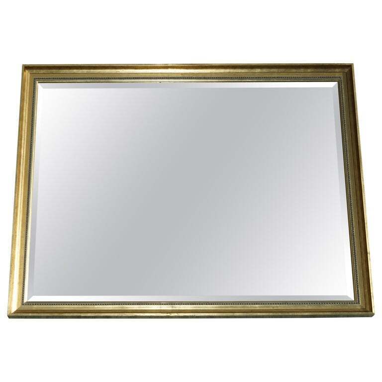 Nice Wall Mirror With Pine Giltwood Frame And Bevelled Edge Glass Plate