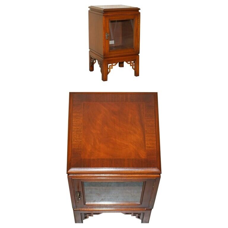 ORIENTAL CHINESE STYLE TEAK SIDE TABLE SIZED CABINET FOR MEDIA BOX STORAGE