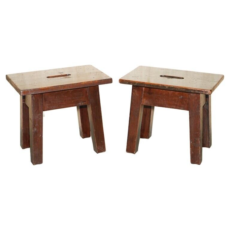 PAIR OF ANTIQUE CIRCA 1910 MILKING STOOLS WHICH MAKE LOVELY SMALL SIDE TABLES