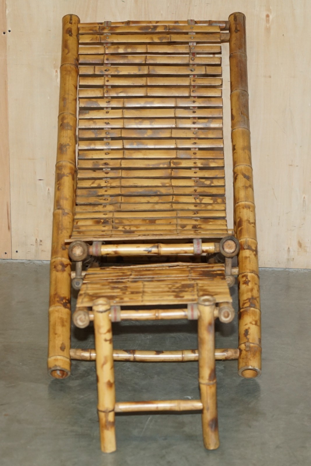 PAIR-OF-MID-CENTURY-MODERN-CIR-1950-BAMBOO-RECLINING-SLING-ARMCHAIRS-FOOTSTOOL-177529740411-19