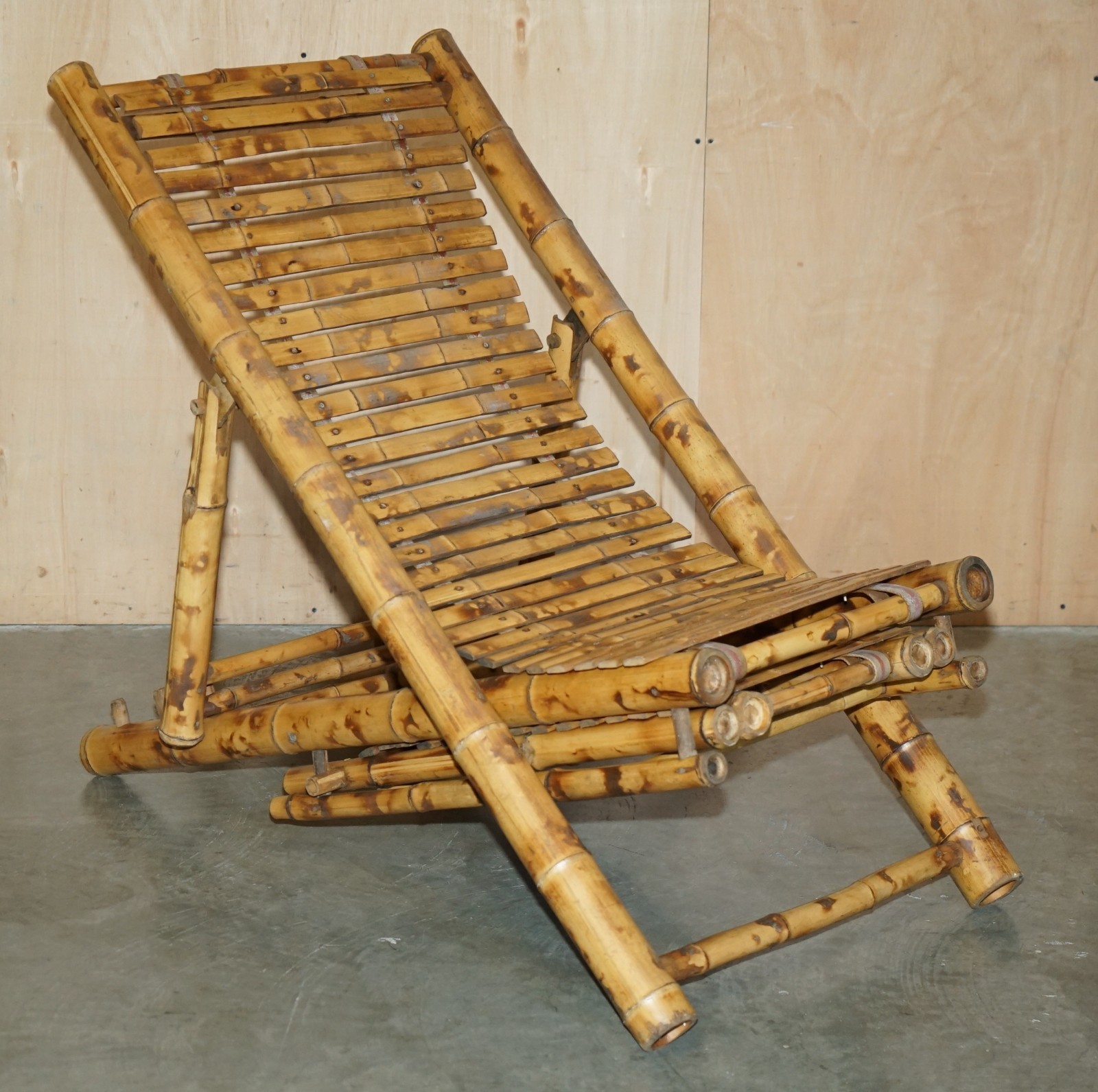 PAIR-OF-MID-CENTURY-MODERN-CIR-1950-BAMBOO-RECLINING-SLING-ARMCHAIRS-FOOTSTOOL-177529740411-23