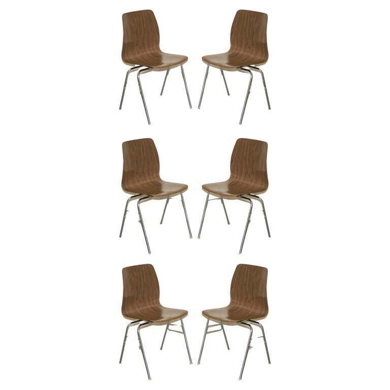 SIX STUNNING PAGHOLZ WEST GERMANY MID CENTURY MODERN STACKING DINING CHAIRS 6