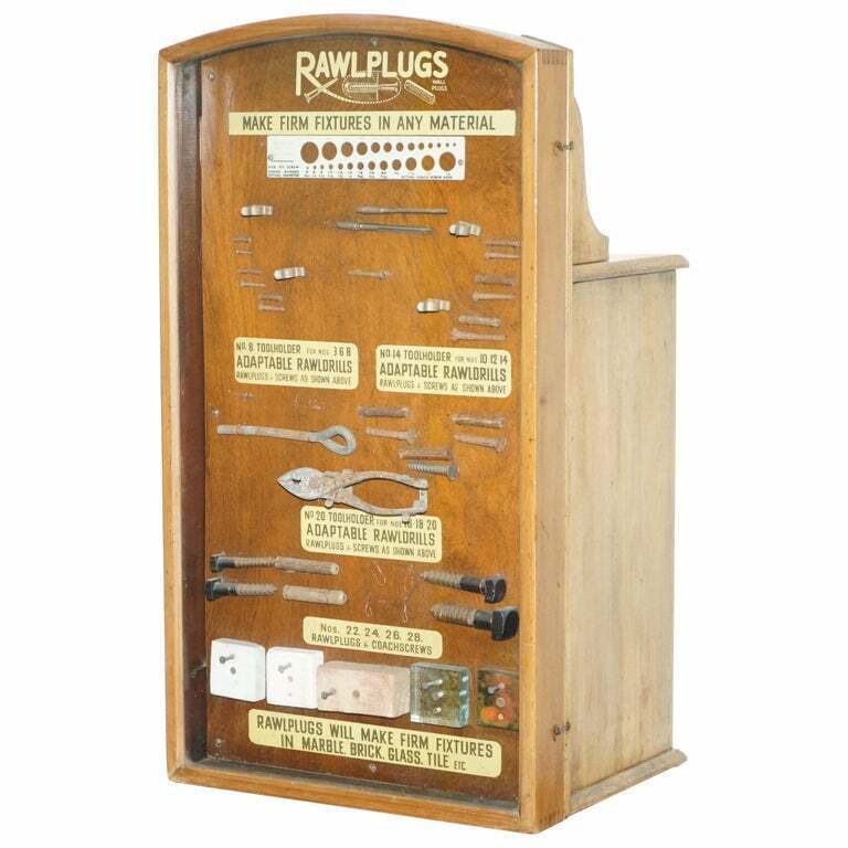 VERY RARE 1950'S RAWL PLUG SALES CABINET WITH TILL DRAWERS AND DISPLAY SECTION