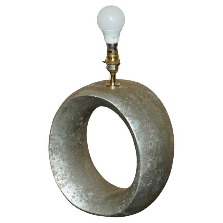 FULLY RESTORED DECORATIVE OVAL GREY STONE AFFECT TABLE LAMP WITH NEW FITTINGS