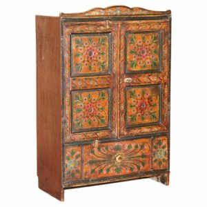 LOVELY ANTIQUE CIRCA 1860 HAND PAINTED EAST EUROPEON SIDE CUPBOARD CABINET