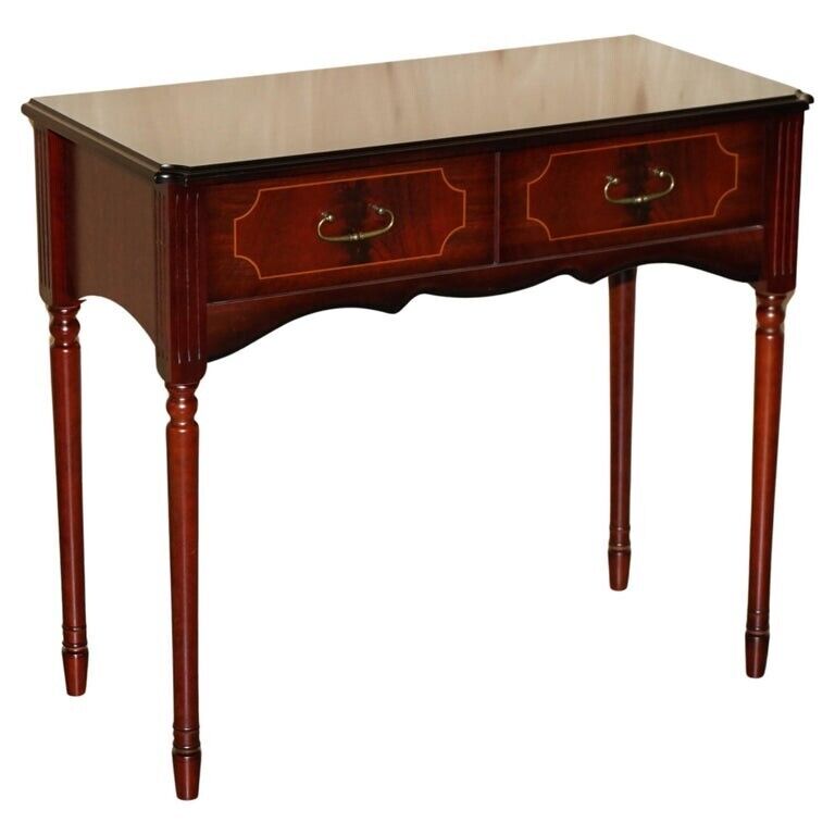 LOVELY SMALL TWO DRAWER SIDE CONSOLE TABLE WITH MAHOGANY STYLE FINISH