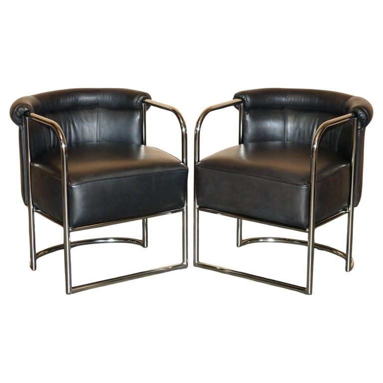 MODERNIST-PAIR-OF-RALPH-LAUREN-DESIGNER-BLACK-LEATHER-TUBULAR-CHROME-ARMCHAIRS-205810220322