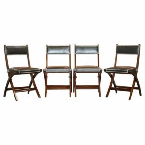 RRP £5400 FOUR KENNEDY HARRODS LONDON MILITARY CAMPAIGN LEATHER DINING CHAIRS 4