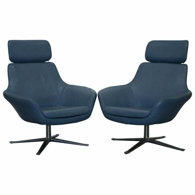 RRP £5500 COALESSE BOB LOUNGE LEATHER ARMCHAIRS PAIR, EXCLUSIVE BY PEARSON LLOYD