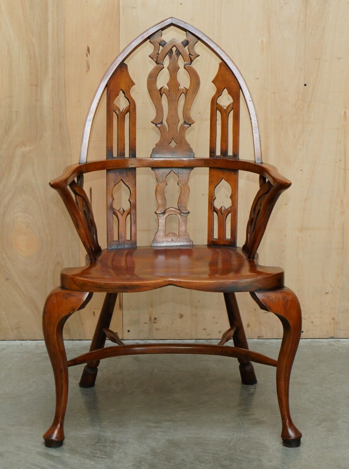 SUBLIME FULLY RESTORED GOTHIC WINDSOR STEEPLE BACK BURR YEW & ELM ARMCHAIR