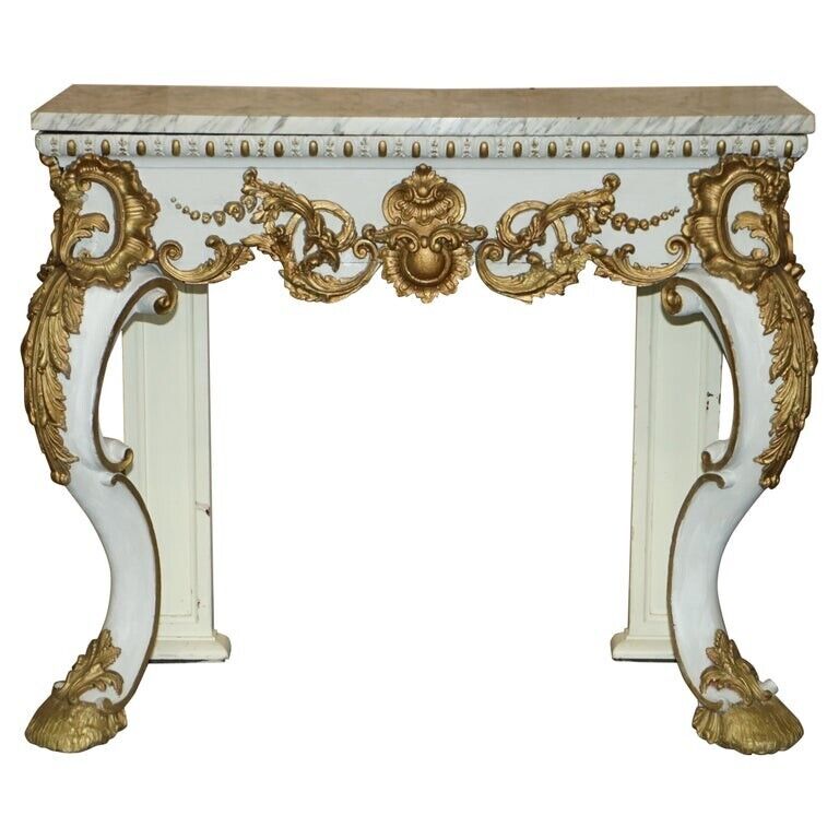 ANTIQUE ITALIAN HAND CARVED GILTWOOD & MARBLE CONSOLE TABLE CIRCA 1860 VENICE