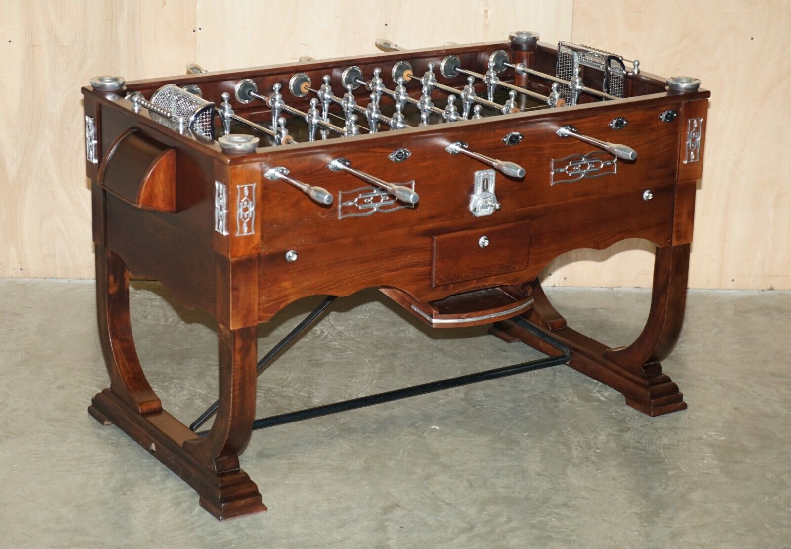 ART DECO BABYFOOT TOULET EST 1857 FOOTBALL OR FOOSBALL TABLE WITH CHROME PLAYERS