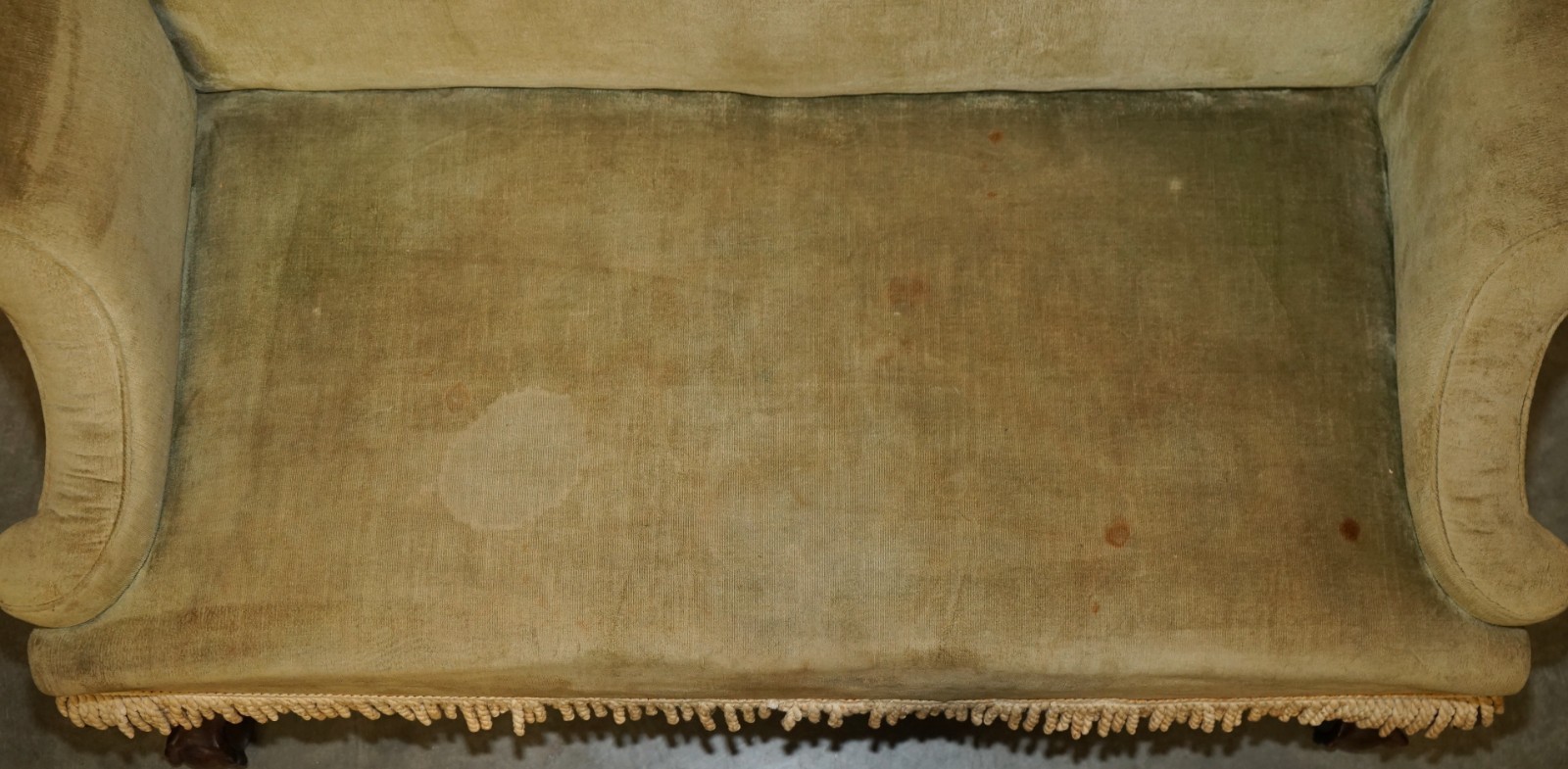 FINE-ANTIQUE-GEORGE-III-CIRCA-1780-HAND-CARVED-SETTEE-SOFA-WITH-CLAW-BALL-LEGS-177527236193-8