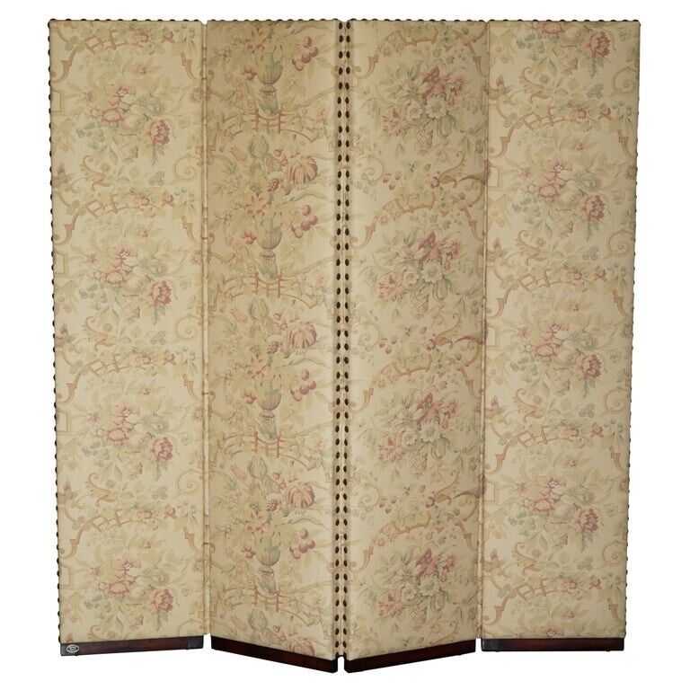 FINE CUSTOM MADE GEORGE SMITH CHELSEA MAHOGANY & FLORAL UPHOLSTERED ROOM DIVIDER