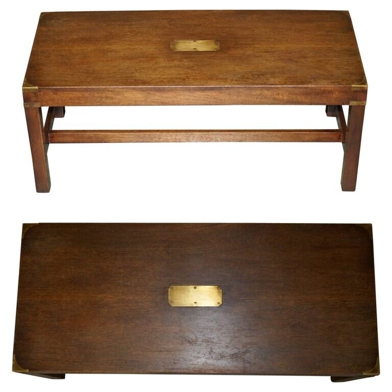 LOVELY MAHOGANY KENNEDY HARRODS LONDON MILITARY CAMPAIGN COFFEE COCKTAIL TABLE