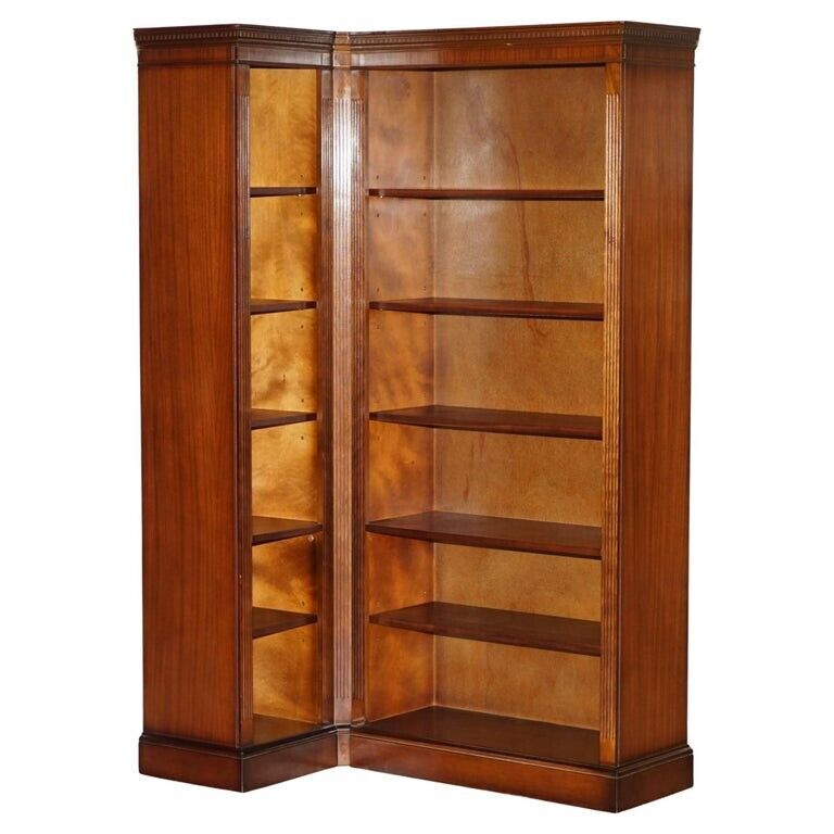 Lovely 2 Piece Flamed Mahogany Open Library Bookcase Part of a Paired Suite
